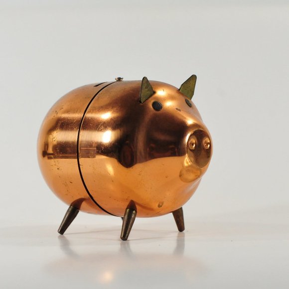 1970s Modern Cute Piggy Bank Shiny Copper - Picture 3 of 11